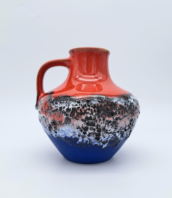 Rare West German Carstens Tönnieshof Vase 6000-15 Blue Red Ceramic