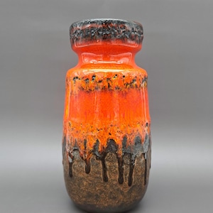 Raro jarrón retro vintage de Alemania Occidental Scheurich 242-22 Cerámica de mediados de siglo Diseño MCM WGP