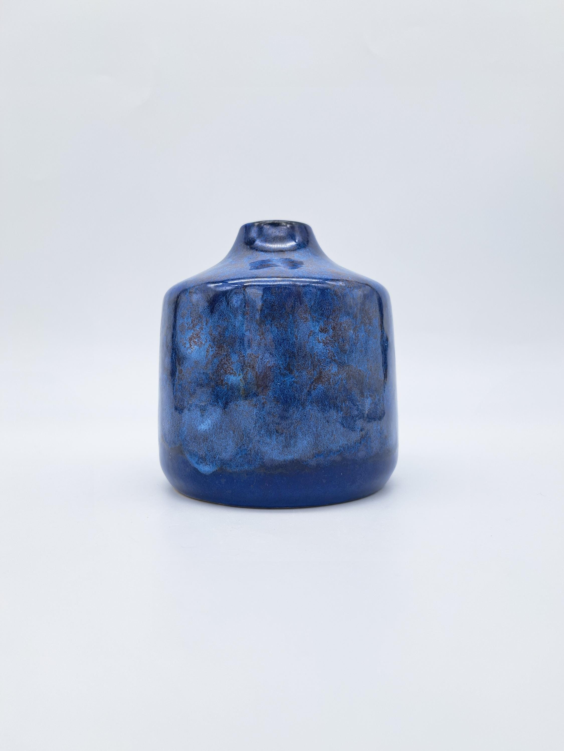 ヴィンテージ 東ドイツ 花瓶 Strehla セラミック No. 1174 青色