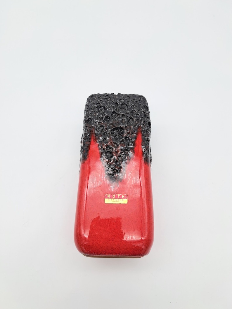 Rare Vintage West German Fat Lava Vase Roth Ceramics Mid-century Red ...
