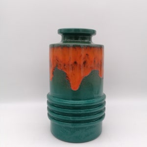 Veb Haldensleben vase 2918 Mid Century Vintage East Germany Ceramic old Blue Green