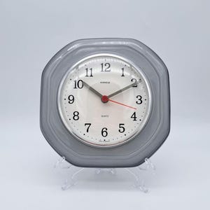 Vintage West German Ceramic Wall Clock KIENZLE Keramik Clock Mid-Century Pottery 1970s WGP 1960 MCM Blue Gray