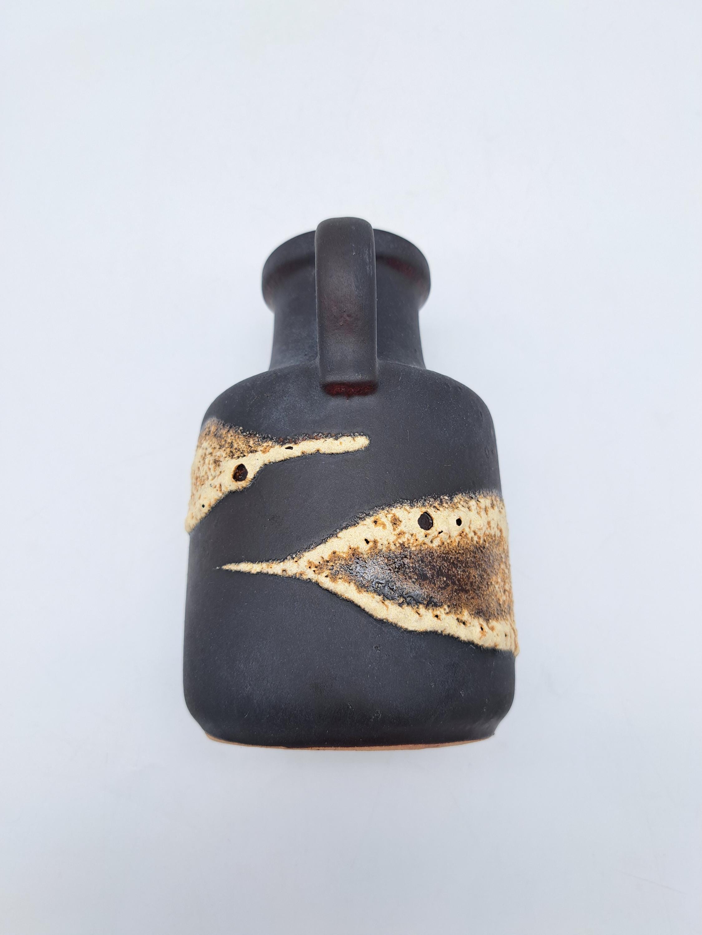 Vintage West German Ceramic Fat Lava Vase Scheurich 414-16 Black