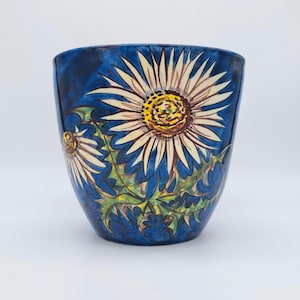 Bellissimo vaso da fiori XXL Hindelanger Keramik, terracotta tedesca, decorazione floreale, vaso in ceramica, design MCM WGP 1950-1960, fatto a mano