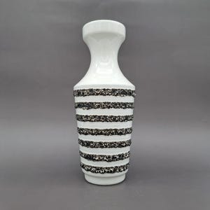 Beautiful West German Middle Century Vintage Vase ILKRA Ceramics 1040-25 Middle Century Black and White Earthenware