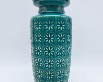 Rare Vintage West Germany Vase Scheurich Prisma 261-22 Turquoise Earthenware 1970s WGP 1960 MCM