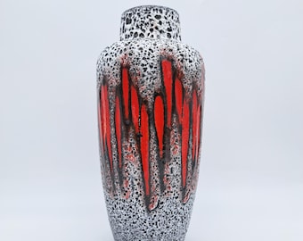 Red ROTH Banjo Vase With Black Fat Lava Decor, Model 313 - Etsy