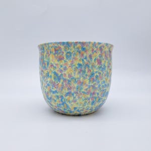 Pot de fleurs au design rare, en faïence ouest-allemande, cache-pot Scheurich 818-14, motif arc-en-ciel, céramique, style Mid-Century Modern (WGP).