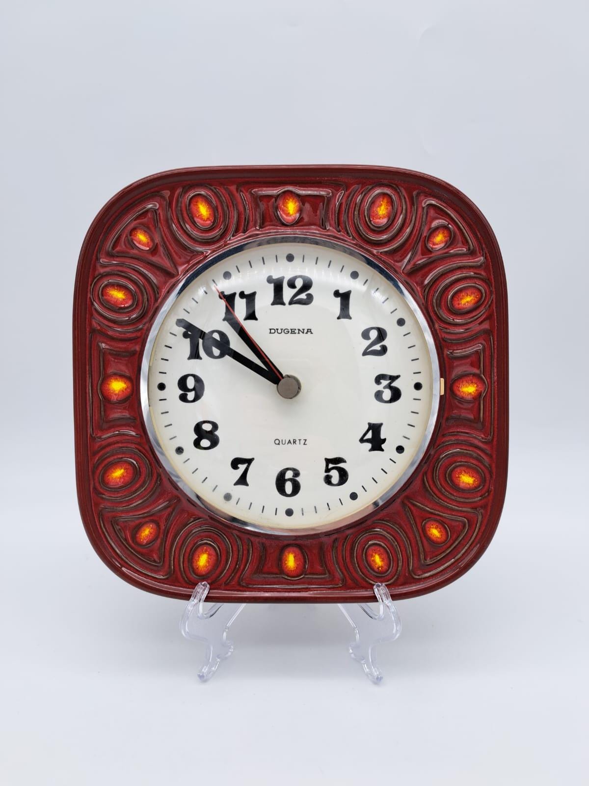 美しい希少なヴィンテージセラミック製壁掛け時計メーカーDugena MCM製