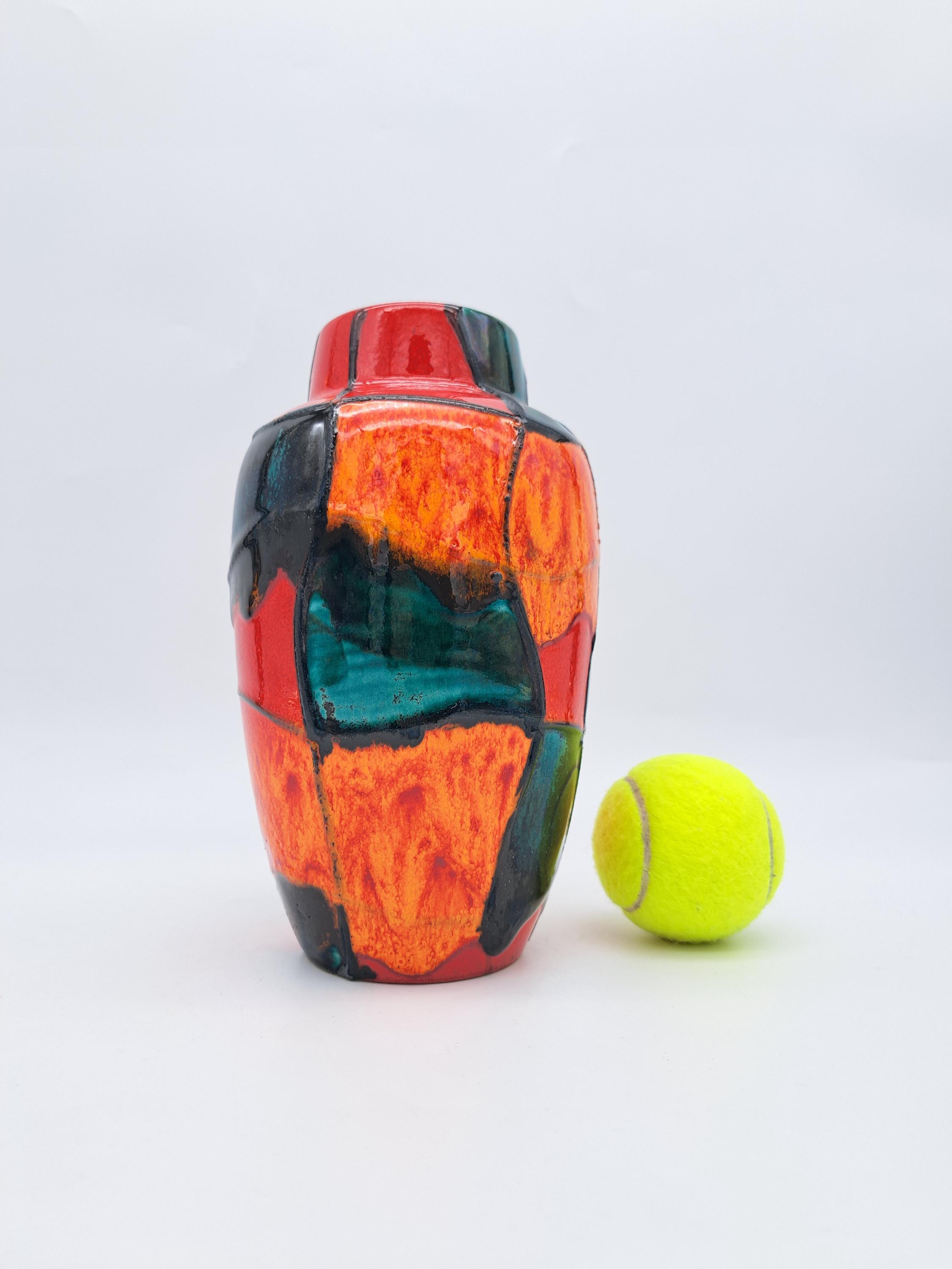 Rare Vintage West German Scheurich Harlekin Vase 549-21 WGP 1960