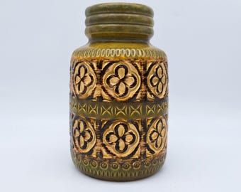Vintage West German Scheurich Foligna Vase 289-18 Green Mid Century 1970s Pottery MCM Design