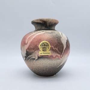 Vase vintage en lave grasse ouest-allemande Ruscha Ceramics 807-2, poterie rose-gris, années 70, design MCM