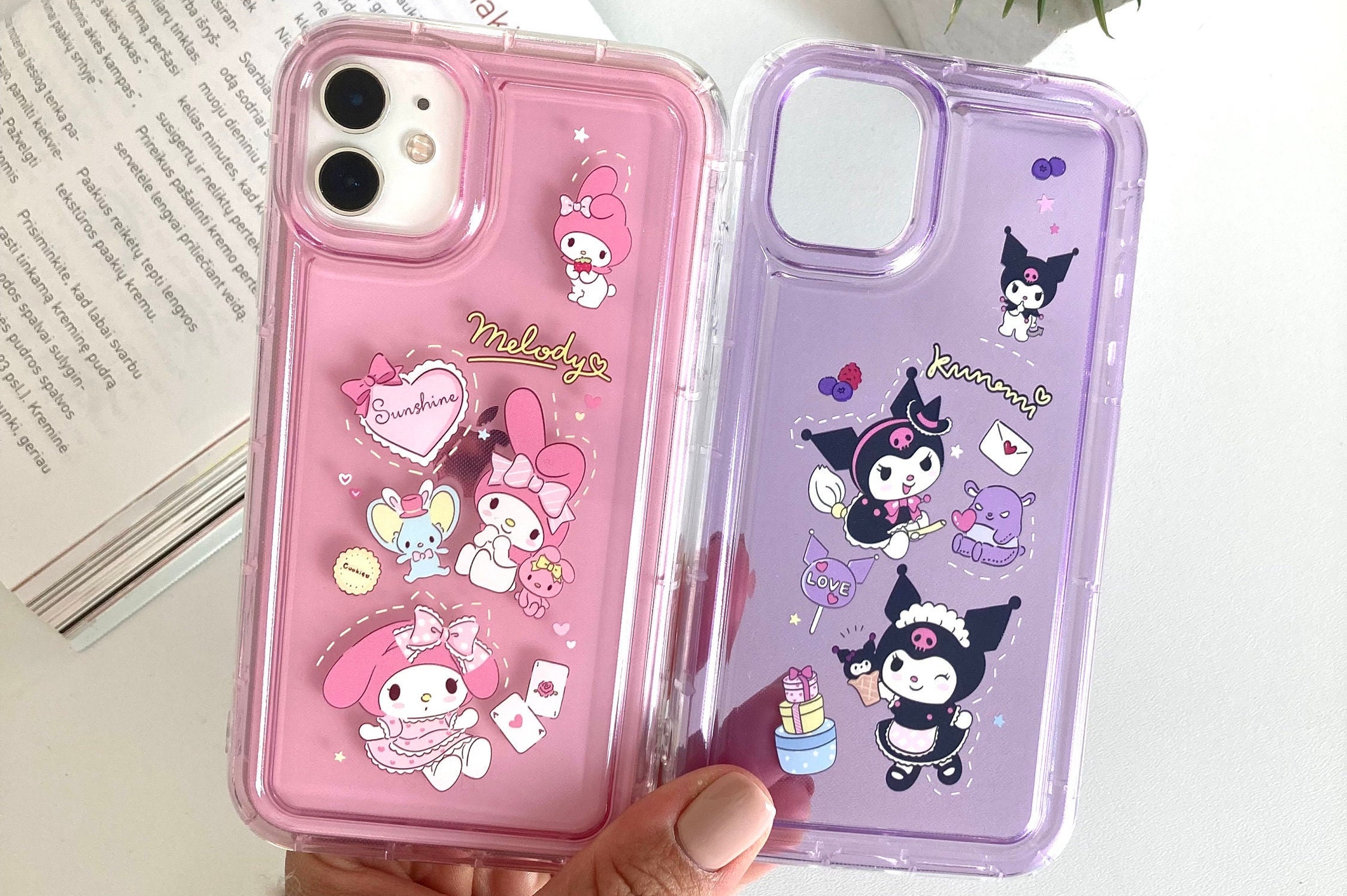 Cute Hello Kitty My Melody Strap Charm Case Cover for iPhone 14