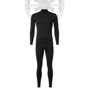 May include: A solid black long-sleeve mock neck shirt and matching black leggings. The set is displayed against a light grey circular logo featuring a stylised emblem and the text TROOPER STORE in a clean, sans-serif font centred above the clothing.