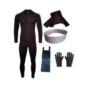 stormtrooper costume armor under suit, stormtrooper neck seal, E11 Holster, stormtrooper canvas belt & stormtrooper gloves