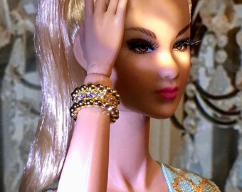 Gold Tone Cubic Zirconia Bracelet for Integrity Dolls with removable hands