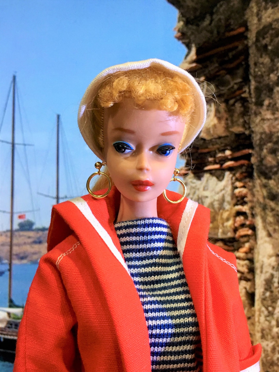 Vintage Barbie Gold Hoop Earrings With Vintage Barbie Safe Posts a