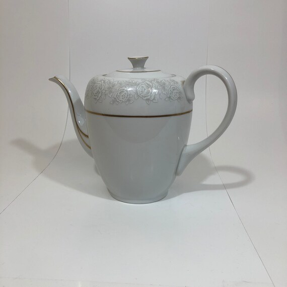 Queens Brocade Fine China Japan Tea Pot Coffee Pot White Etsy
