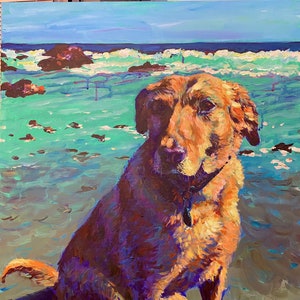 Framed Fox Red Lab Print of Acrylic Painting, 16x20&quot;