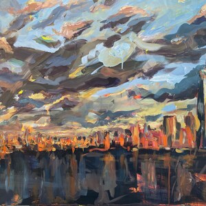 New York City Skyline Painting, 16x20&quot; Print