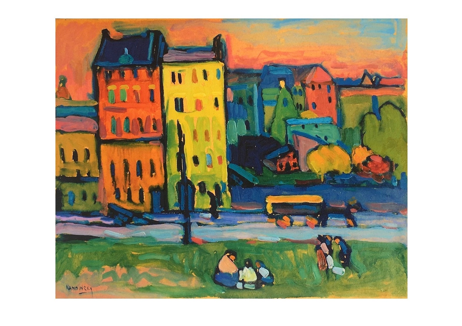 Houses in Munich by Wassily Kandinsky Reprint Poster Texture Etsy