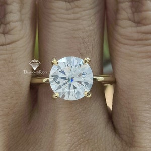 3 CT Round Cut Moissanite Ring 14K Solid Yellow Gold Solitaire Engagement Ring Moissanite Wedding Bridal Ring Anniversary Gifts Promise Ring