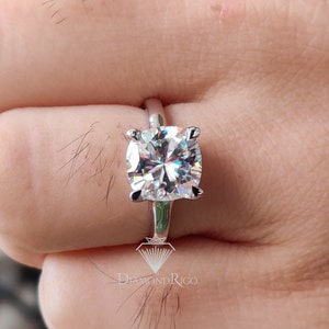 Claw-Prong 2.50 CT Cushion Moissanite Solitaire Ring, Cushion Engagement Ring, Wedding Ring, Solid White Gold Ring, Anniversary Gift for Her