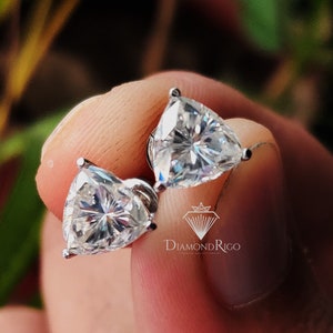 Platinum Moissanite Stud Earrings, Wedding Earrings, Push Back Earring, Solitaire Engagement Earrings, Anniversary Gifts, Promise Earrings