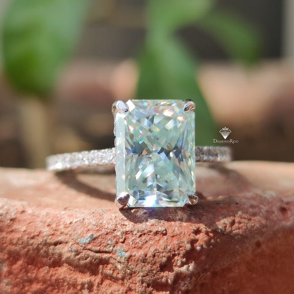 Pierre Moissanite Radiant Bleu Clair - Taille De 0.8 Carat à 11 Carats, Neuf Avec étiquettes