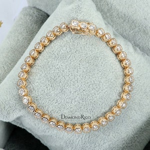 Beautiful 3 MM Round Moissanite Tennis Bracelet, Sterling Silver Moissanite Bracelet, Gift for Her/Him, Unique Bezel Set Design