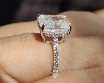 11x9mm Radiant Moissanite Ring, Engagement Ring, Eternity Radiant Solitaire Ring, Woman Wedding/Birthday/Promise/Unique Gift for Her, Easter