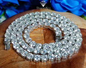 Moissanite Tennis Necklace, Personalized Gifts Jewelry, Necklace Gifts for Her, Round Brilliant Cut Moissanite Chain Hip Hop Jewelry Choker