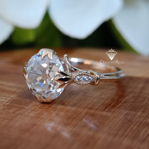 2.85CT Pear Moissanite Engagement Ring Wedding Bridal Halo Solitaire Antique Vintage Jewelry Gold Silver Anniversary Promise Gift For Her