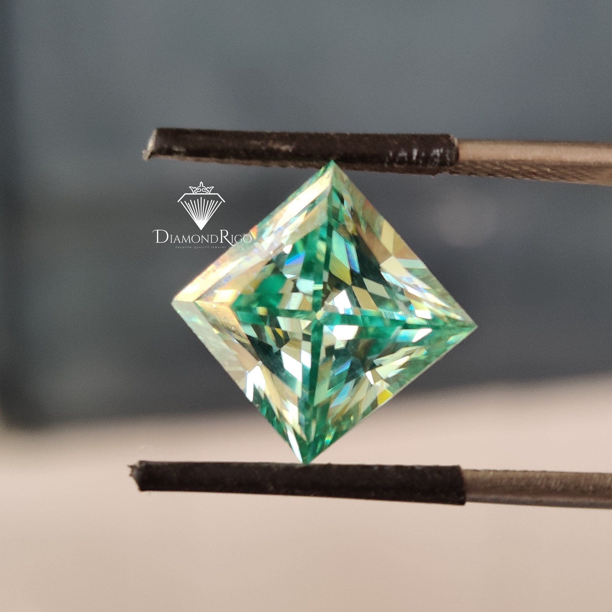 Light Green Princess Cut Loose Moissanite Diamond for Jewelry Etsy