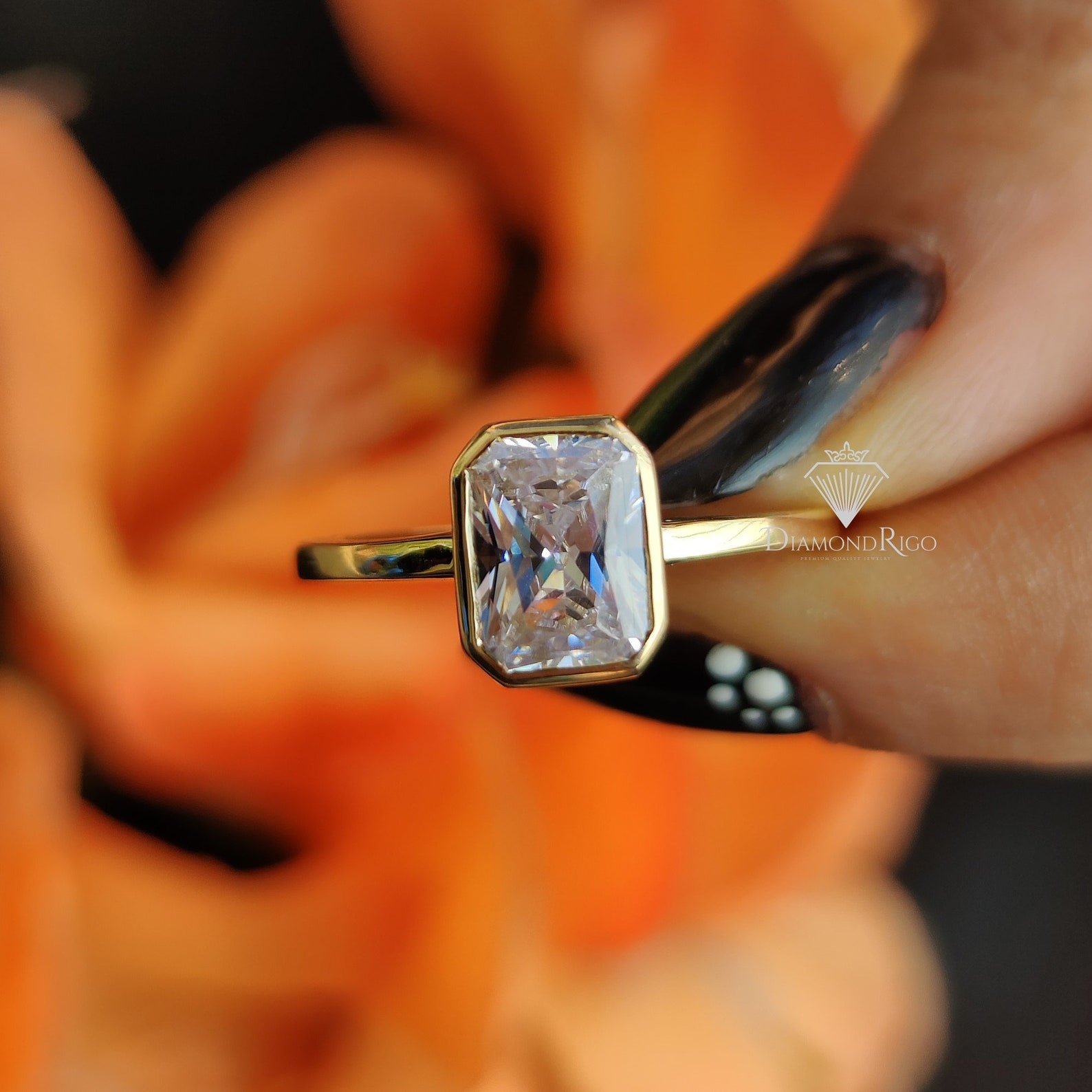 Bezel Set Radiant Cut Ring 2.05CT Moissanite Engagement Ring Etsy