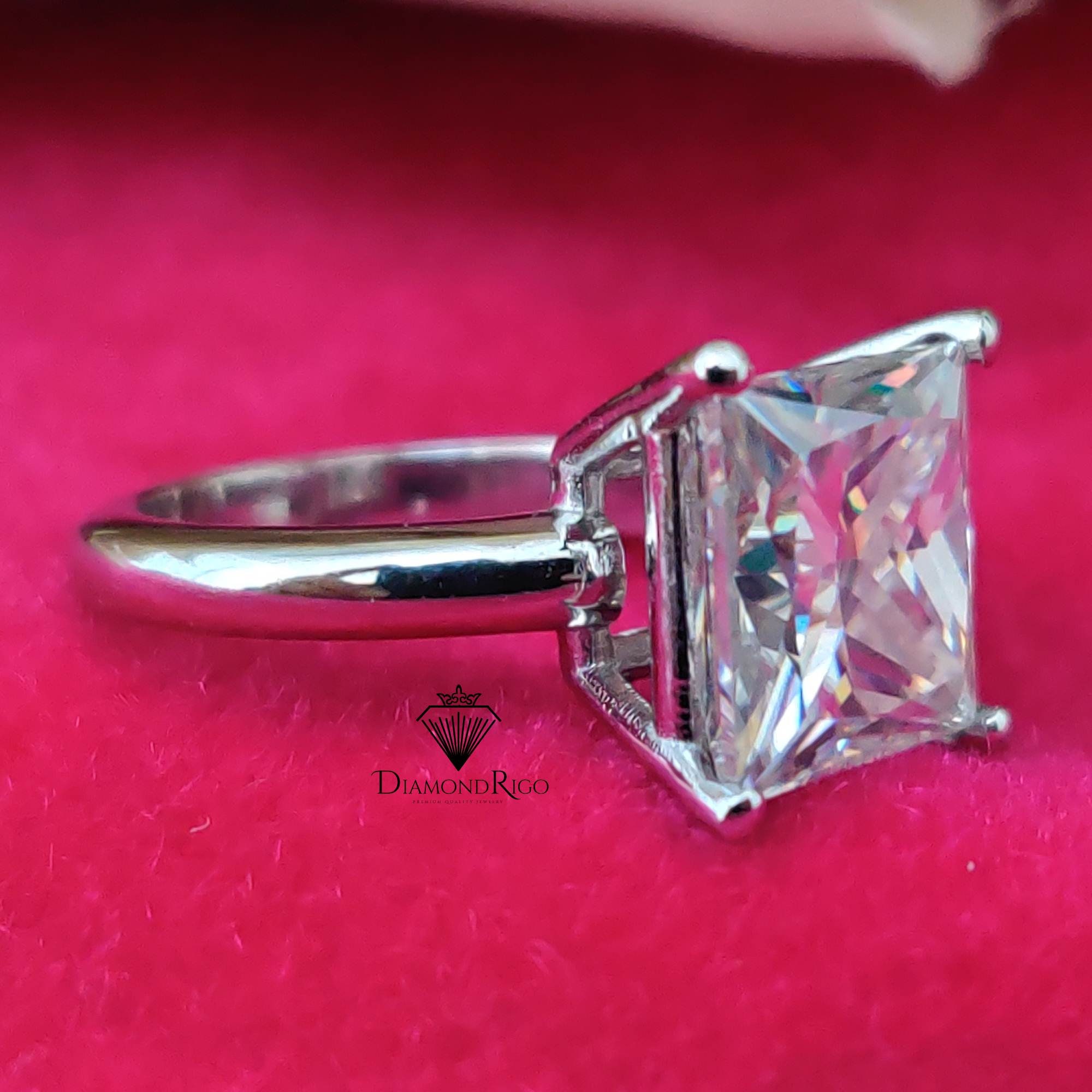 Princess Cut Solitaire Engagement Ring 4.5CT Moissanite | Etsy