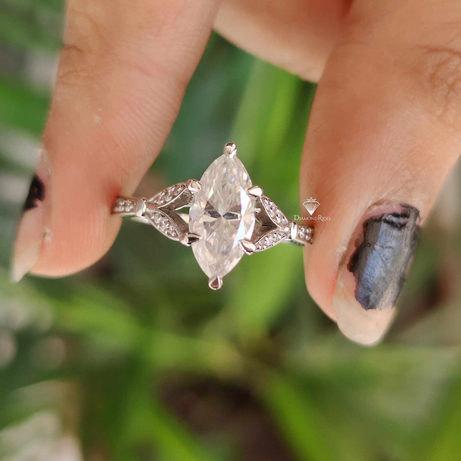 2.25TCW Art Deco Marquise Engagement Ring Moissanite Etsy