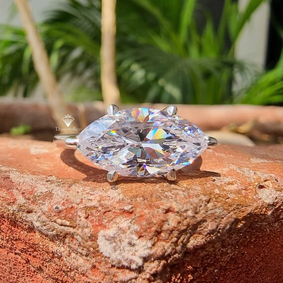 Anello Moissanite in platino marchesa Anello di fidanzamento
