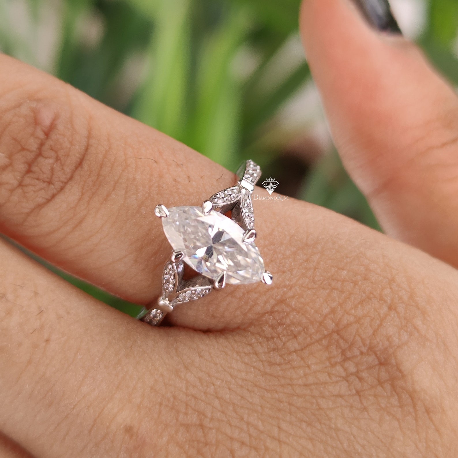 2.25TCW Art Deco Marquise Engagement Ring Moissanite Etsy