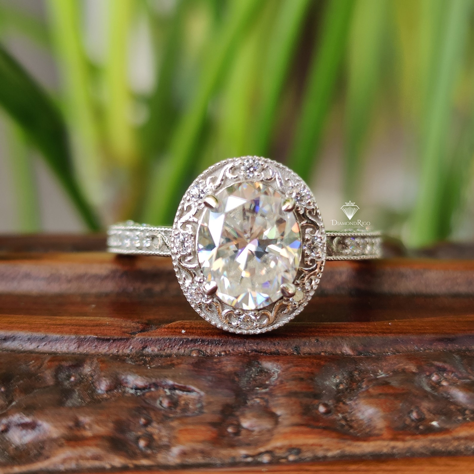 4.15TCW Vintage Art Deco Bridal Ring Set, Antique Halo Oval Engagement 4.15TCW Vintage Art Deco Bridal Ring Set, Antique Halo Oval Engagement