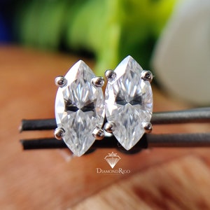 Pendientes Moissanite Stud, Pendientes de compromiso solitario, Pendiente push back, Pendientes de boda a juego, Pendientes de promesa, Regalos de aniversario