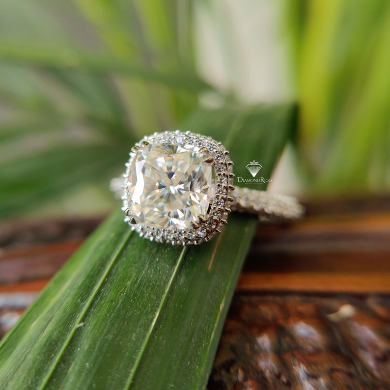 Antique Cushion Moissanite Engagement Ring 5.90 TCW Unique Etsy