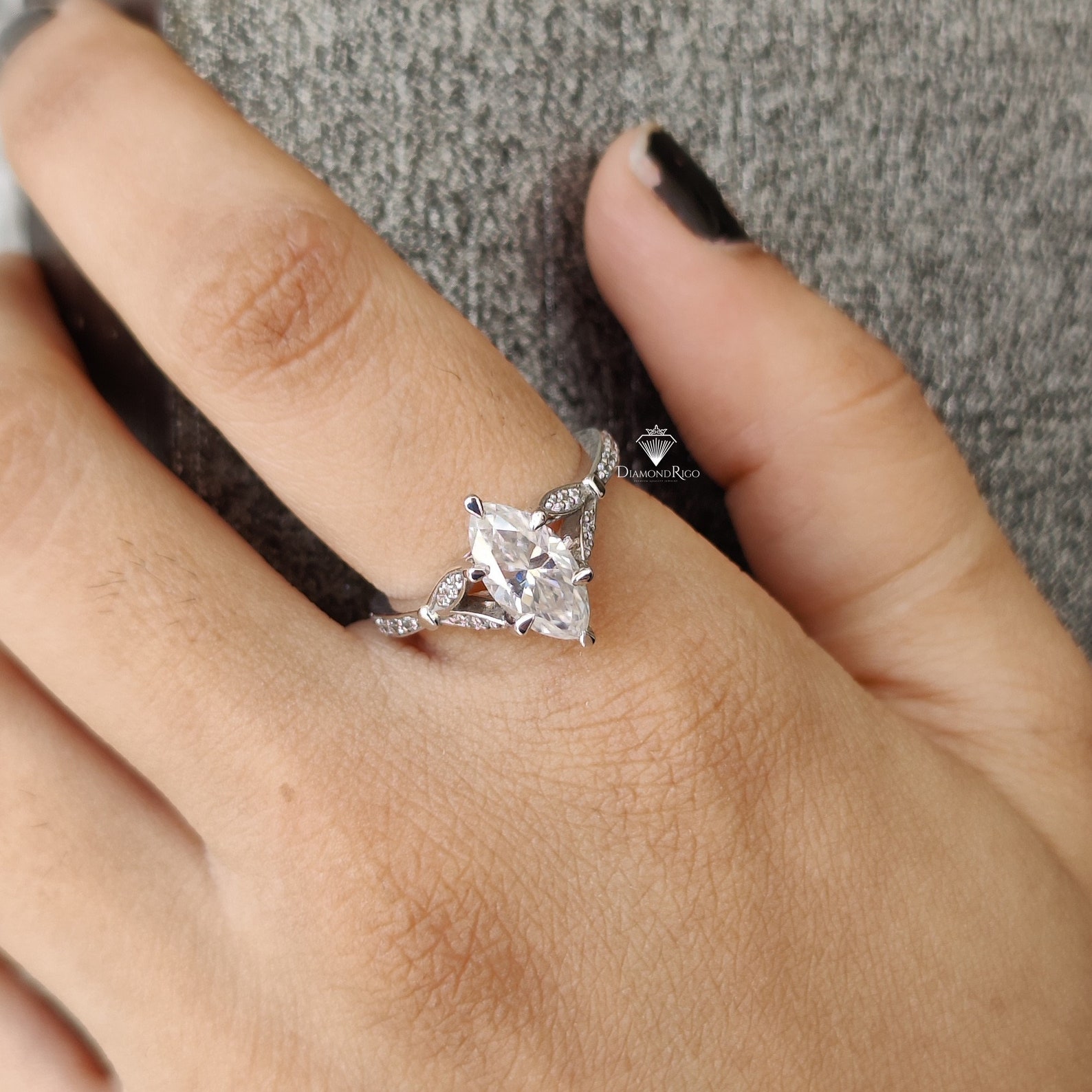 2.25TCW Art Deco Marquise Engagement Ring Moissanite Etsy