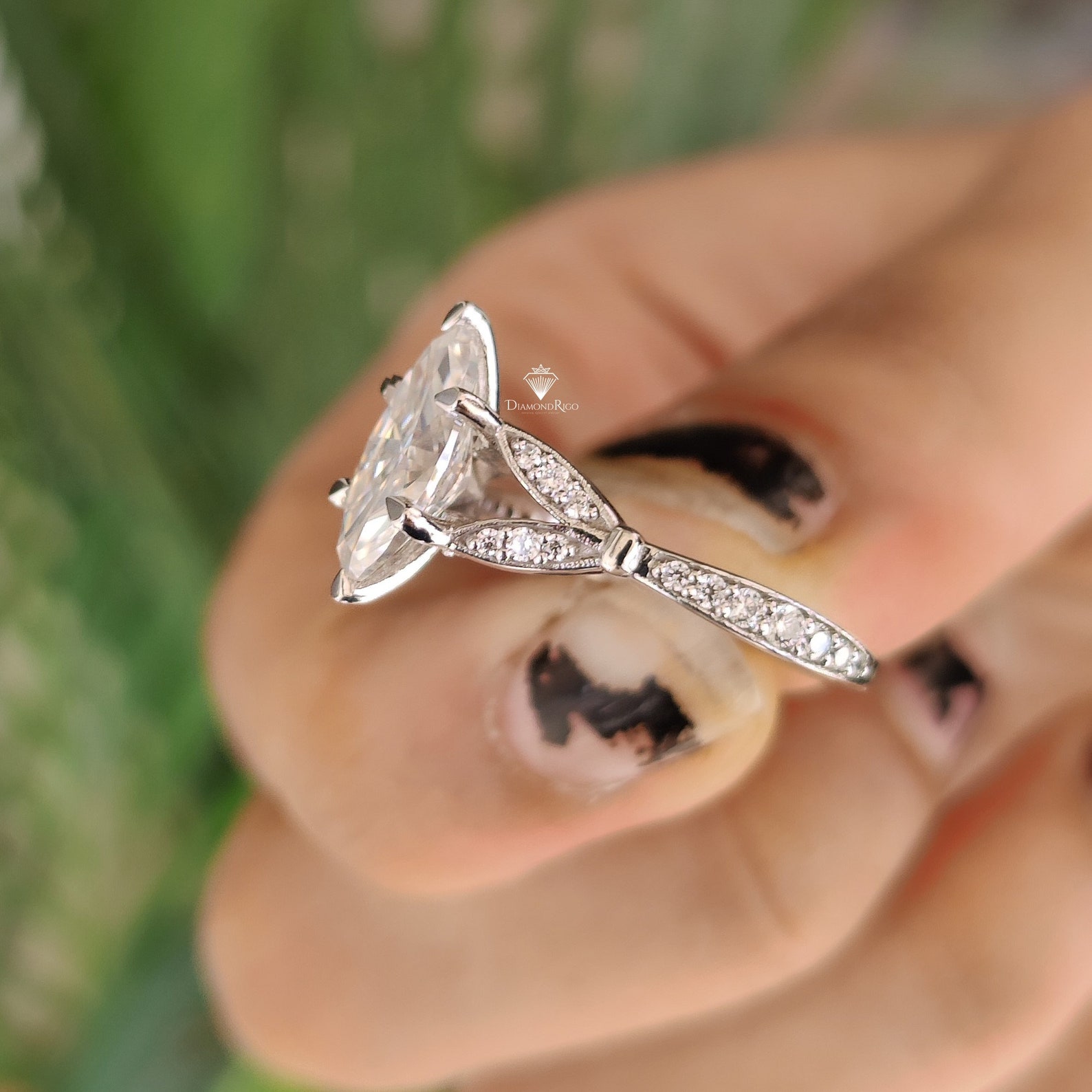 2.25TCW Art Deco Marquise Engagement Ring Moissanite Etsy