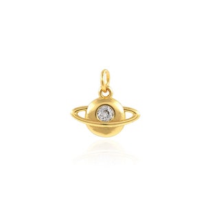 Zircon Planet Pendant Minimalist Jewelry Saturn Necklace Outer Space Necklace 18K Gold Filled DIY Jewelry Making Supplies 12x11.5x2.2mm