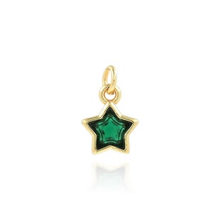 Single Colorful Zircon Pentagram Necklace Pendant,18K Gold Filled Star Charm,DIY Jewelry Making Accessories,North Star Pendant, 7.5x11.5x3mm
