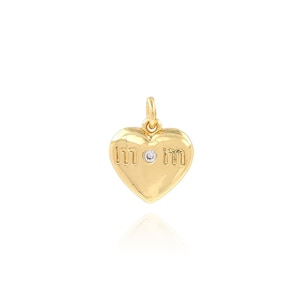 Glossy Heart Pendant Necklace, 18K Gold Filled Mom Charm, Dainty Gold Heart Pendant, DIY Jewelry Making Supplies, Gift for Mom, 11x13x2mm