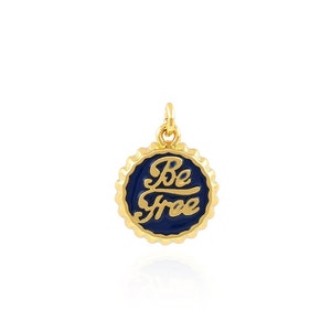 18K Gold Filled Soda Bottle Cap Pendant, Enamel Cap Charm, Disc Necklace, Personalized Necklace, DIY Jewelry Making Supplies, 12.5x16.5x3.3
