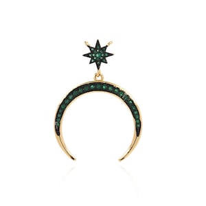 18K Gold Filled Horn Halskette, Horn Anhänger, Micropavé CZ Horn Anhänger, DIY Schmuck Zubehör, 40x29x2.5mm