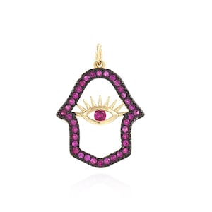 Religious Jewelry, Acrylic Fatima Hand Charm, 18K Gold Filled Hamsa Hand Pendant Necklace, DIY Jewelry Making Supplies, 20x28x2.5mm
